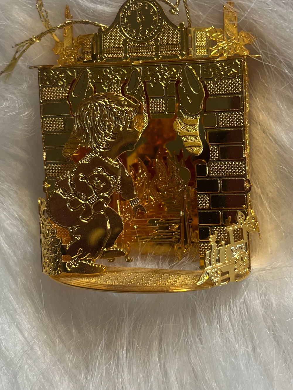 Danbury Mint 2001 23KT Gold Plated Ornament “Waiting For Santa”.